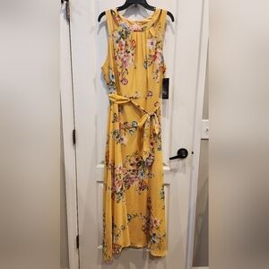 R&K Floral Yellow Maxi Dress NWT